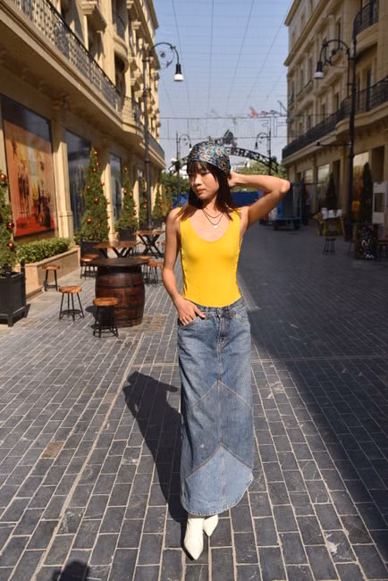 Saia Jeans Longa